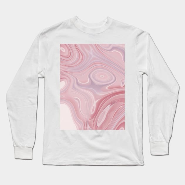 preppy modern chic marble pattern pastel pink swirl Long Sleeve T-Shirt by Tina